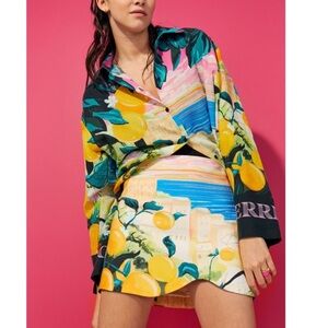 H&M Studio Collection Lemons Italy European Vibe Mini skirt asymmetrical